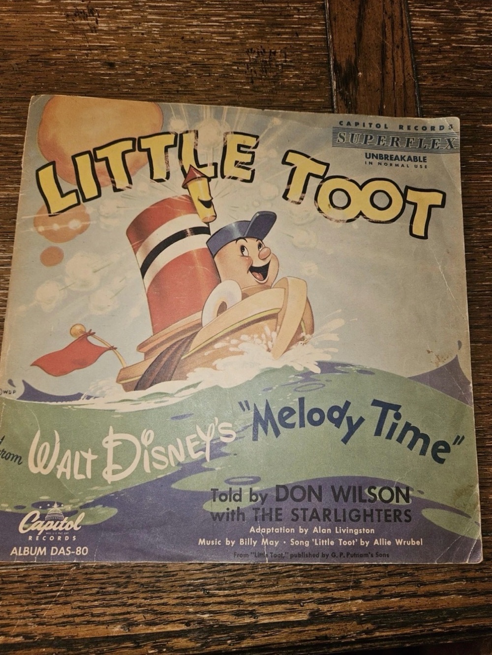 Vintage 1948 Walt Disney Little Toot Melody Time Capitol Records DAS-80 78 RPM